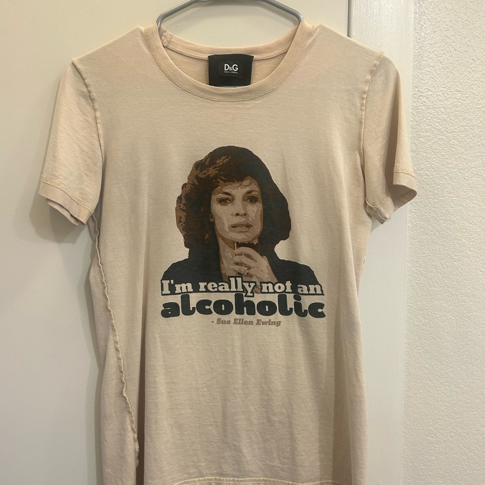 D&G Light Tan Tee with Graphic Design